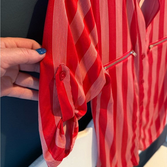 Blue Mood Red and Pink Striped Blouse - Picture 5 of 10